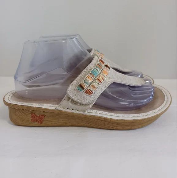 Alegria Women's Vanessa thong  Sandals silver Gold  size 37.  VAN-261 - Picture 4 of 11